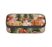 WJDWNDLZJ Xmas Tree Ball Stars Print Large Capacity Multifunctional Pen Holder with Full-Page Printing, Durable Oxford Cloth Stationery Bag for Office, and Travel Essentials