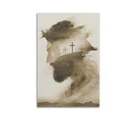 WJDYMX Christian Jesus And The Crosses on Golgotha Decorative Painting Canvas Wall Posters And Modern Family Bedroom Decor 08x12inch(20x30cm)