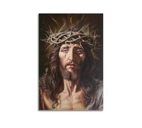 WJDYMX Christian Jesus with Crown of Thorns And Blood Tears Decorative Painting Canvas Wall Posters And Modern Family Bedroom Decor 16x24inch(40x60cm)