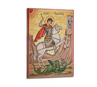 WJDYMX Christian Saint George Slaying The Dragon Decorative Painting Canvas Wall Posters And Modern Family Bedroom Decor 12x18inch(30x45cm)