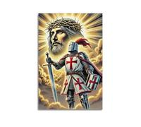 WJDYMX Christian Templar Knight And Jesus Digital Painting Decorative Painting Canvas Wall Posters And Modern Family Bedroom Decor 24x36inch(60x90cm)