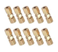 Wjelet 10 Pcs 3/16" Straight Brass Brake Line Compression Fitting Unions,Brake Pipe Fittings Kit, Self-Locking Straight Brass Brake Pipe Connector, Car Brake Line Kit,for 4.75mm Dia Brake Pipe