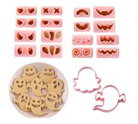 Wjelet 10 Pcs Halloween Cookie Cutters, Ghost Cookie Cutter Set Plastic Biscuit Pastry Cutters for Party Treat Sweet Cookie Decorations Making