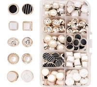 Wjelet 100 Pcs Sew in Faux Imitation Pearl Buttons, Faux Imitation Pearl and Rhinestone Buttons, Ideal for Shirts, Sweaters, Cardigan, 10 Mixed Styles