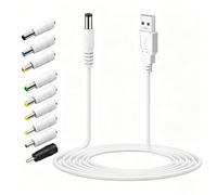 Wjelet 10PCS USB Boost Cable 5V 2A Power Supply for Optical Network Terminal Router Hive Hub LED Projector White DC 5V Charger Cable with 8 White and 1 Black Barrel Connectors
