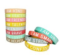 Wjelet 12 Pcs Silicone Wristbands - Motivational Gifts With Positive Messages, Inspirational Bracelets For Students, Teens, Back To School, Parties & Events (Colorful, Stretchable, Unisex)