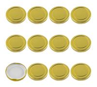 Wjelet 12Pcs Jam Jar Lids, 63mm Gold Twist Off Replacement for Preserving Chutney Marmalade Pickling Airtight Leakproof Reusable Sealing Caps
