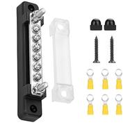 Wjelet 150A Common 12V BusBar Power Terminal Blocks,12V- 48V Single-Row Covered Power Ground Distribution Block,with 2X M6 Studs 6X M4 Screws Terminals, for Car Boat Marine Caravan RV