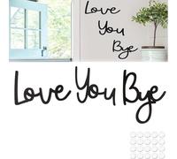 Wjelet 1Set Love You Bye Above Door Sign, Wooden Black Love You Bye Door Topper with 20Double-Side Sticky Dots,Handcrafted Black Unique Wooden Entryway Wall Art for Hallway Decor