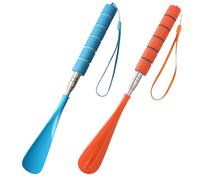 Wjelet 2 Pack Shoe Horn, Telescopic Extendable Shoe Horn 28-71cm, Long Handled Shoehorn for Men Women Seniors, Metal Adjustable Shoe Spoon with Comfort Grip, Easy On Off for Boots(Blue, Orange)