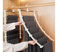 Wjelet 2 Pack Trouser Hangers Space Saving, Multi Layer Metal Coat Pants Hangers for Wardrobe, Women Man Multi-Functional Closet Organiser for Skirt, Jeans, Clothes, Tie,Belts, Scarf