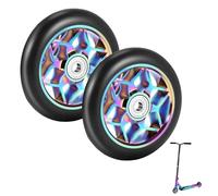 Wjelet 2 Pcs Colorful Stunt Scooter Wheels, 110mm Pro Stunt Scooter Spare Wheels With Bearing,for Kick Scooters Most and Stunt Scooters(Colorful)