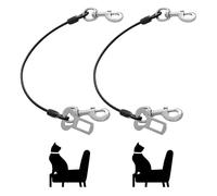Wjelet 2 PCS Dog Seat Belt - Dog Car Harness with Chew-Proof Steel Rope, Double Clips & Latch Attachment, No-Chew Safety Restraint for Vehicle Travel (Black)