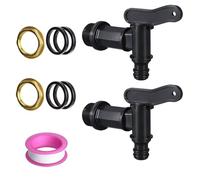 Wjelet 2Pcs 3/4" Water Butt Tap Plastic Snap-Fit Hosepipe Rain Barrel Water Butts BSP Thread Replacement Water Tap with Brass nut Black