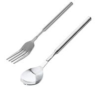Wjelet 2Pcs Extendable Fork Spoon,Long Forks and Spoons Extends to 25", for BBQ, Fruit