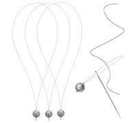 Wjelet 3 Pcs Nano Rings Loop Threader Tool, Micro Links Beads Nano Rings Threader,Professional Hair Extension Pliers, Loop Hook Pulling Needle Tool for Fitting Nano Ring Hair Feather Extension (Silver