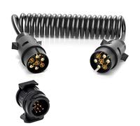 Wjelet 3M 7 Pin Trailer Extension Cable, Dual Male Connectors,12V 7 Core Coiled Towing Lead,With 1Pcs 13 Pin To 7 Pin Towing Adaptor for Caravan, RV, Motorhome, and Trailer