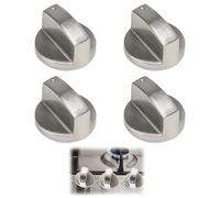 Wjelet 4 Pcs Cooker Knobs, 6mm Gas Hob Knobs, Zinc Alloy Durable Heat-Resistant Stove Knob Control Switches,Universal Replacement for Gas Hobs, Ovens, Cooktops(Silver)