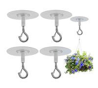 Wjelet 4 PCS Hooks Stick on Ceiling Hooks, Command Hook Heavy Duty, Adhesive Ceiling Hook for Hanging Plants Bird Feeders Lanterns Wind Chimes Planters Outdoor Decoration Renter Friendly