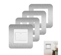 Wjelet 4 Pcs Light Switch Surround, Finger Plates for Light Switches, Light Switch Cover Plates, Square Switch Sticker Covers(Silvery, 8.6cm*8.6cm)