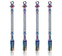 Wjelet 4 Pcs Snuff Spoon,Spoon Necklace, Mini Shovel Snuff Spoons, Small Medicine Scoop for Vials, Essential Oils, and Herbs(Colorful)
