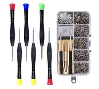 Wjelet 500Pcs Glasses Screws and 6 Screwdrivers, Glasses Screws Repair Kit with Nose Pads and Tweezers Essential Eye Glasses Repairing Kit Tool