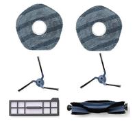Wjelet 6Pcs Replacement Parts Kit for eufy X10 Pro Omni Robot Vacuum, Includes Roller Brush with Bristles, 2 Side Brushes, Washable Filter, and 2 Mop Cloths for Enhanced Cleaning Efficiency