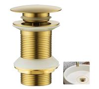 Wjelet Bathroom Sink Pop Up Drain Plug, Brushed Gold Brass Basin Plug,Waste Drain with Overflow for Bathroom Wash Basin,Basin Waste Pop Up Sink Plug Replacement