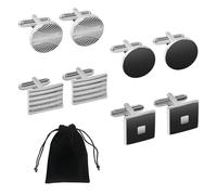 Wjelet Cufflinks for Men, 4 Pairs Silver Cufflinks for Men, Elegant Classic Tone Square And Disc Design, Ideal for Business, Weddings, Parties, Groom And Best Man Accessories