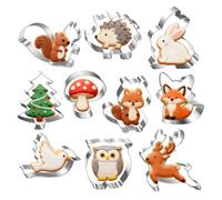 Wjelet Forest Animal Cookie Cutter Set - 10 Pcs Cookie Cutter for Kids Animal Baking Mould Set, Stainless Steel,for Kids Party and DIY Treats(Rabbit,Tree,Squirrels,Fox,Owl,Bird, Deer and So On)