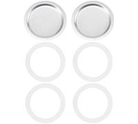 Wjelet Moka Pot Gasket Replacement Kit - Includes 4 Food Grade Silicone Seals & 2 Filter, Compatible with 6 Cup Espresso Maker, Stovetop Coffee Maker, Durable Spare Parts for Bialetti Moka Pot