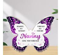 Wjelet Nanny Gifts Butterfly-Shaped Acrylic Plaque Nanny Birthday Gift from Grandchildren, Present for Nanny on Her Birthday Christmas Thanksgiving