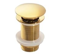 Wjelet Sink Plug, Basin Plug Pop Up - Brushed Gold Brass, Slotted Drain Waste With Overflow, Click Clack Sprung Plug for Bathroom Washbasin