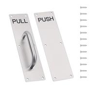 Wjelet Stainless Steel Pull Handle on Plate, Heavy Duty Push Pull Door Handles with Metal Plate, 300 x 80 mm Sliding Door Handle for Commercial Use with 12 Psc Screws