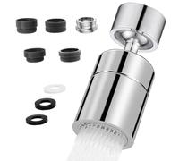 Wjelet Tap Spray Head & Faucet Aerator, 360° Swivel Kitchen Sink Sprayer with 2 Modes (Soft Stream/Strong Spray), Universal 22mm/24mm Thread Replacement for Faucets - Chrome