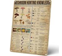 WJELLG 5.5"X 8" Vintage Mushroom Hunting Knowledge Cottagecore Cabin Lodge Educational Guide Poster Metal Aluminium Tin Sign Wall Decor