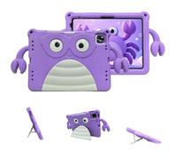 Wjenhyog Case for iPad Pro 11 Inch M5 2025/M4 2024 (Model: A2836/A2837/A3006),EVA Shockproof Protective Kids Case with Cute Cartoon Crab Grips & Foldable Kickstand (Purple)