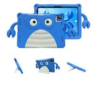 Wjenhyog Case for iPad Pro 11 Inch M5 2025/M4 2024 (Model: A2836/A2837/A3006),EVA Shockproof Protective Kids Case with Cute Cartoon Crab Grips & Foldable Kickstand (Blue)