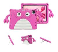 Wjenhyog Case for iPad Pro 11 Inch M5 2025/M4 2024 (Model: A2836/A2837/A3006),EVA Shockproof Protective Kids Case with Cute Cartoon Crab Grips & Foldable Kickstand (Hot Pink)