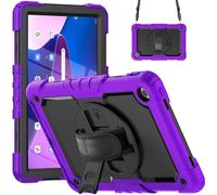 Wjenhyog Case for Lenovo Tab M10 Plus 3rd Gen 10.6 inch 2022,Military-Grade Heavy Duty Case with Screen Protector/360 Rotating Hand Strap/Shoulder Strap (Purple+Black)