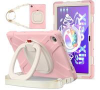 Wjenhyog Case for Lenovo Tab M10 Plus 3rd Gen 10.6 inch 2022 (TB-125F/TB-128F),Heavy Duty Shockproof Rugged Cover with Rotating Hand Strap/Stand & Shoulder Strap (Cherry Blossom Pink)