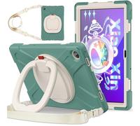 Wjenhyog Case for Lenovo Tab M10 Plus 3rd Gen 10.6 inch 2022 (TB-125F/TB-128F),Heavy Duty Shockproof Rugged Cover with Rotating Hand Strap/Stand & Shoulder Strap (Emerald Green)