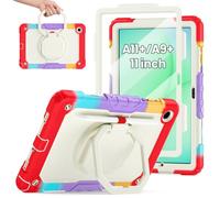 Wjenhyog Case for Samsung Galaxy Tab A11+ 2025 SM-X230/X235/X236 11 Inch,Rotating Stand Handle Cover with Rugged Silicone Protection & Screen Protector & Shoulder Strap (Camo Red)