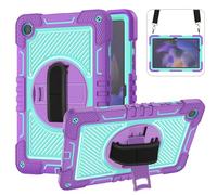 Wjenhyog Case for Samsung Galaxy Tab A11+ 2025 SM-X230/X235/X236 11 Inch,[Shoulder Strap] Rugged Heavy Duty Silicone Shockproof Cover with Wristband Rotating Handle (Purple + Mint)