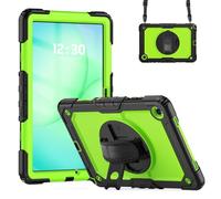 Wjenhyog Case for Samsung Galaxy Tab A11 Plus/ A11+ 2025 11 Inch SM-X230/X235/X236,3-Layer Heavy Duty Shockproof Cover with Screen Protector/Rotating Hand Strap/Shoulder Strap (Black+Green)