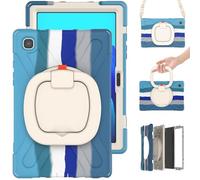 Wjenhyog Case for Samsung Galaxy Tab A7 10.4 Inch 2022/2020 SM-T500/T505/T507,Heavy Duty Shockproof Rugged Cover with Rotating Hand Strap/Stand & Shoulder Strap (Colorful Blue)
