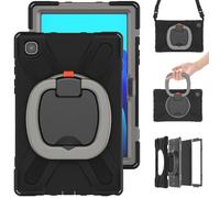 Wjenhyog Case for Samsung Galaxy Tab A7 10.4 Inch 2022/2020 SM-T500/T505/T507,Heavy Duty Shockproof Rugged Cover with Rotating Hand Strap/Stand & Shoulder Strap (Black+Gray)
