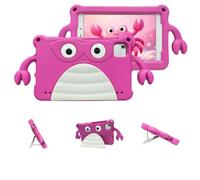Wjenhyog Case for Samsung Galaxy Tab A7 Lite 8.7 Inch 2021 Model (SM-T220/T225/T227),EVA Shockproof Protective Kids Case with Cute Cartoon Crab Grips & Foldable Kickstand (Hot Pink)
