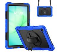 Wjenhyog Case for Samsung Galaxy Tab A8 10.5 Inch 2022/2021(SM-X200/X205/X207),3-Layer Heavy Duty Shockproof Cover with Screen Protector/Rotating Hand Strap/Shoulder Strap (Dark Blue+Black)