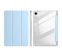 Wjenhyog Case for Xiaomi Pad 6S Pro (12.4 Inch),Shockproof PU Folding Stand Cover with Pen Slot,Transparent Acrylic Back Shell,Auto Wake/Sleep (Light Blue)